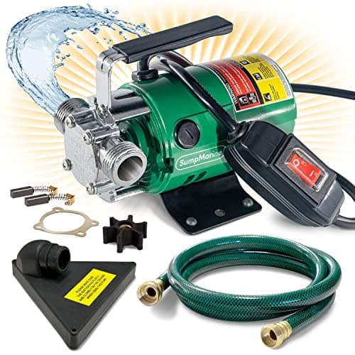SumpMarine Water Transfer Pump, 115V 330 Gallon Per Hour - Portable Electric Utility Pump with ON/OFF Switch and 6' Water Hose Kit - Remove Water From Garden, Hot Tub, Pool, Aquariums