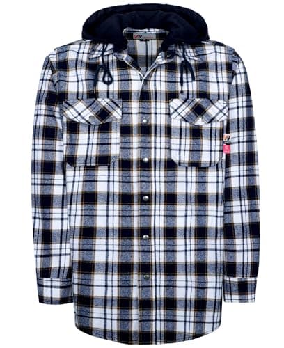 VATRENUS FR Hooded Jacket for Men 8.5oz Plaid Flannel Hoodies CAT2 NFPA2112