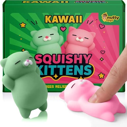Nutty Toys Squishy Cat Set - 2" Soft Silicone Kawaii Kitties, Top Stress Relief Toy 2026 Unique Gifts for Teens Kids Women Men Adults Best Teenage Girls Teen Boy Tween Christmas Stocking Stuffers Idea
