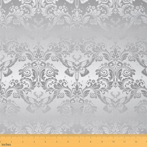 Feelyou Silver Gothic Damask Floral Fabric by The Yard Soft 5 Yards