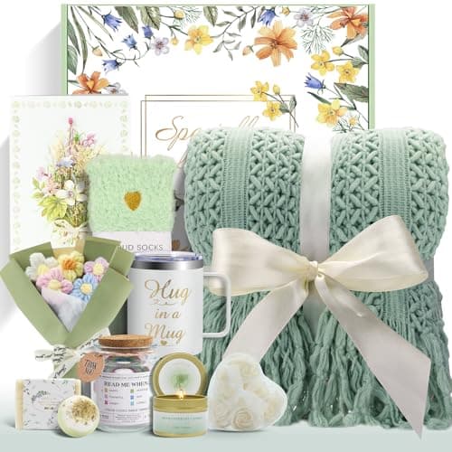 Mother's Day Gift Baskets for Women, 11 PCS Unique Birthday Gifts for Women, Self Care Gift Baskets, Thank You, Sympathy Inspirational Friendship Gifts for Mom, Grandma, Wife, Sister, Friends