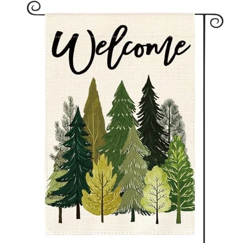 AVOIN colorlife Spring Trees Garden Flag 12x18 Inch Double Sided Outside, Seasonal Welcome Rustic Yard Outdoor Flag