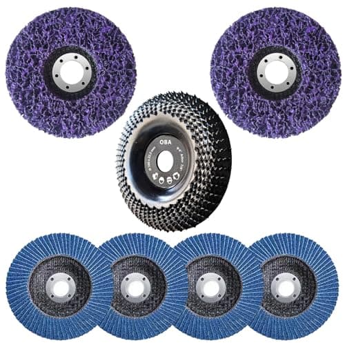 OBA Wood Carving Disc Set 7 PCS Wood Grinding Wheel Sets Flap Discs for 4" and 4-1/2" Angle Grinder Grinding，Polishing