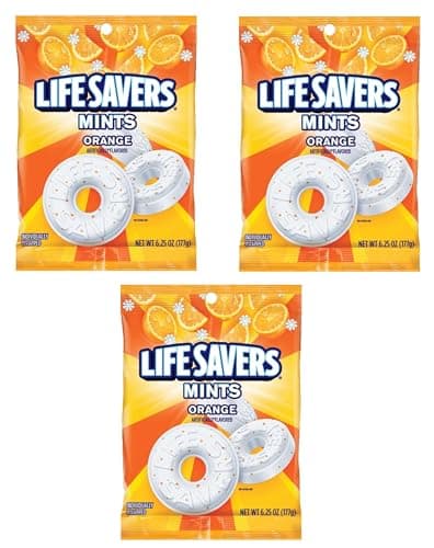 LIFE SAVERS Orange Mints Candy, Individually Wrapped, 3 Pack