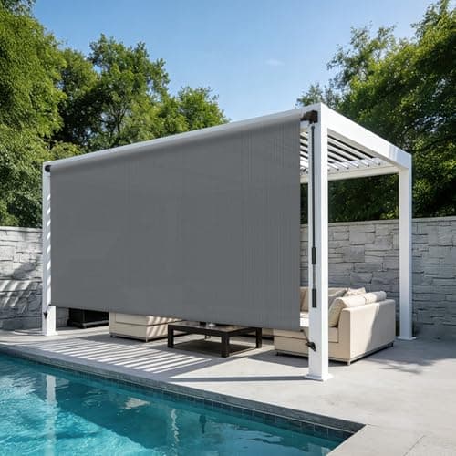 HENG FENG Outdoor Roller Shade 7' W x 8' H Dark Grey