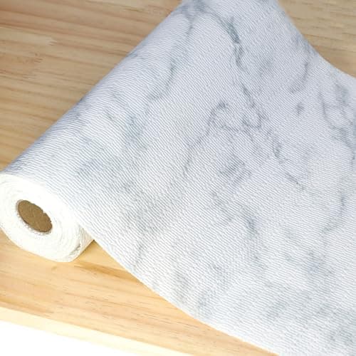 Shelf Liner Non Adhesive for Kitchen Cabinets 16 Inch Wide X 20 Ft Cabinet Liners Non-Slip Washable Drawer Liners Waterproof Marble Printed Cupboard Mat for Shelving Closet Fridge Bathroom