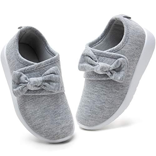 nerteo Toddler Shoes Girls Slip On Walking Shoes Comfort Sneakers Light Grey 5 M US Toddler/Littler Kid