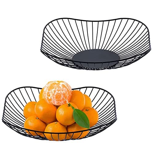 IBWell Short Curved-Edge Dish Stand Basket Holder, Black, 11", 2PCS
