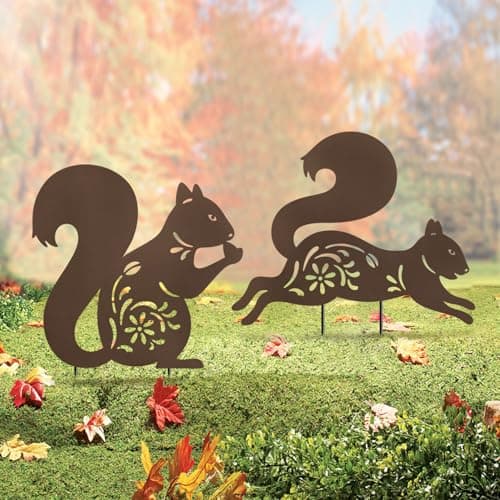 Thanksgiving Squirrel Garden Stakes,Fall Decorations Outdoor Yard Decor