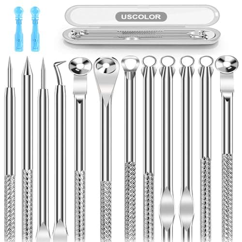 8PCS Blackhead Remover for Face, Pimple Popper Tool Kit, Comedone Pimple Extractor, Acne Whitehead Blemish Removal Kit, Professional Stainless Steel Clean Tools
