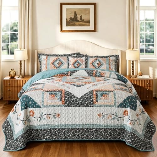 TWINRUN Cotton Quilts Queen Size,Lightweight Bedspreads Queen Size for Bed
