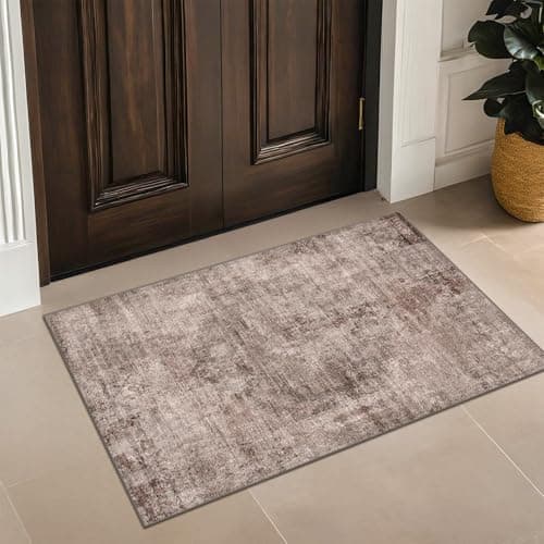 2x3 Small Rugs for Entryway, Rustic Brown Washable Non Slip Throw Rugs for Kitchen, Bathroom, Farmhouse Medallion Abstract Indoor Décor, Stain Resistant Carpet
