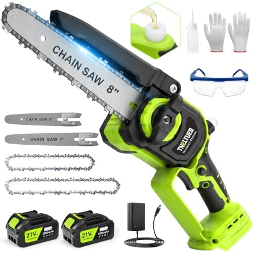 TNELTUEB Mini Chainsaw, 6" & 8" Cordless Electric Chainsaw, 4.0Ah Batteries