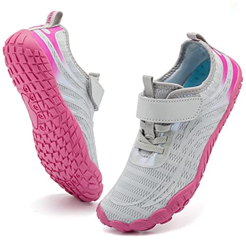 Boys & Girls Kids Water Shoes Lightweight Comfort Sole Easy Walking Athletic Slip on Aqua Sock(Toddler/Little Kid/Big Kid) U421WZ546.EL-Grey.Pink-28