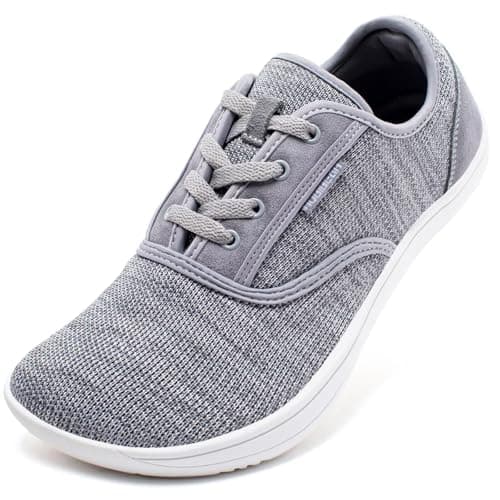 HOBIBEAR Wide-Toe-Box Barefoot Shoes for Mens Womens Minimalist Breathable Trail Running Walking Shoes Light Gray 12.5 Wide Women/11.5 Wide Men