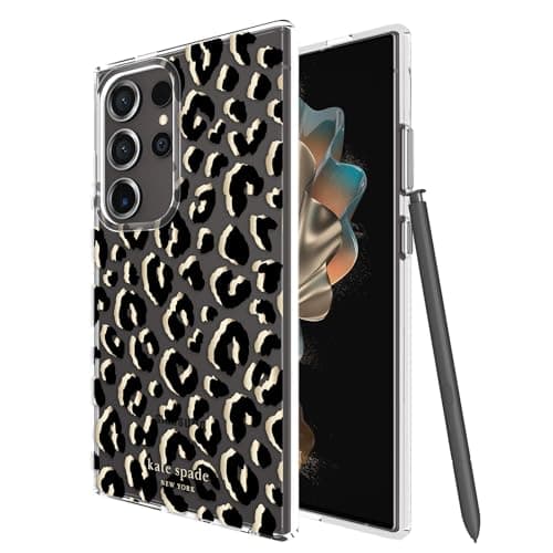 kate spade new york Samsung Galaxy S24 Ultra Case, Compatible with Wireless Charging - City Leopard Black