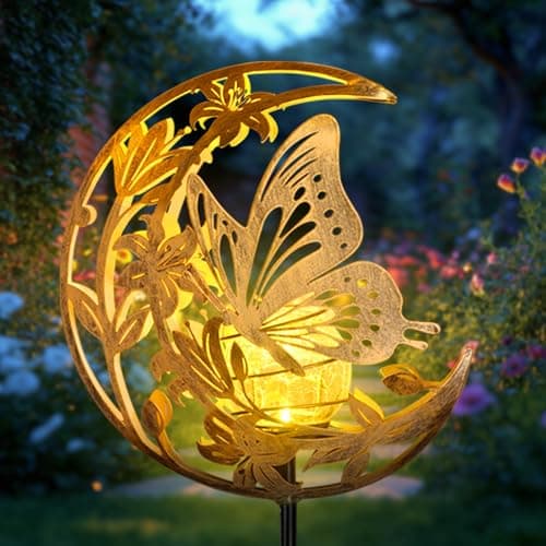 JOBOSI Solar Butterfly Floor Lamp, Waterproof Outdoor Solar Light for Garden, Yard, Patio Decor, Auto On/Off, Long-Lasting Battery, Unique Gift for Mom, Grandma, Christmas