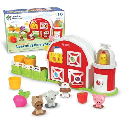 Learning Resources Peekaboo Learning Barnyard Playset - Farm Animal Toys, Montessori Toddler Toys, Imaginative and Fine Motor Skills, Counting Skills for Kids, Birthday Gifts for Boys and Girls