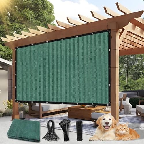 BELLE DURA 90% Outdoor Sun Shade Cloth, 6' x 6' Pergola Shade Cover with Grommets, Privacy Screen Sunshades for Patio Garden Backyard Plant, Green