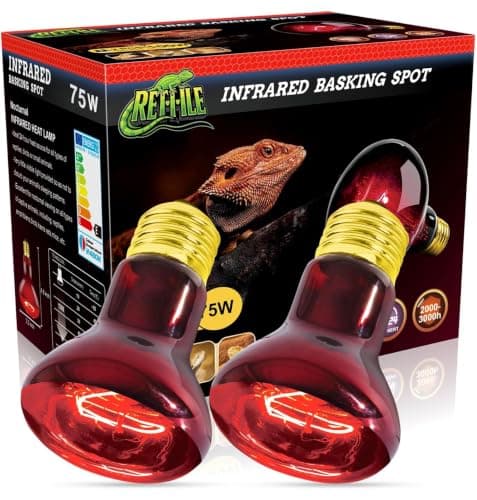 MISDOOD Reptile Heat Lamp 75W, Heat Lamp Bulbs for Reptiles and Amphibians, UVA Daylight Basking Light Suitable for Bearded Dragons, Lizards, Turtles, and Chickens (2 Pack)