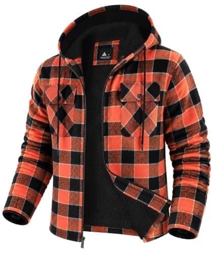 GEEK LIGHTING Men's Flannel Shirts Jacket Sherpa Lined Fleece Plaid Hoodie Long Sleeve Winter Warm Coat