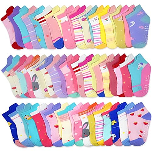 SkiBeaut Toddler Socks 12 Pairs Non Slip Grip Socks for Boys Girls Age 1-7Y