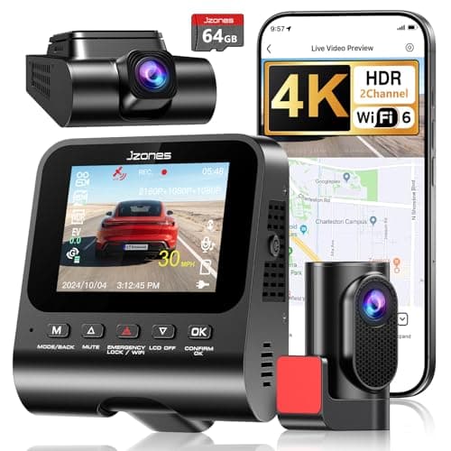 4K Dash Cam Front and Rear, Dash Camera for Cars 2 Channel 5.8GHz WiFi6 HDR Night Vision Dash Cam Built-in GPS, G-Sensor, Loop Recording, 170°Wide Angle, 24H Parking Mode