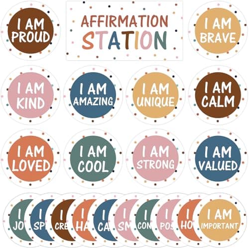 COCHIE Affirmation Station Bulletin Board Decor Set, Inspirational Motivational Back to School Decorations, Positive Accent Cutouts Classroom Door Wall Decoration, Busy Teacher Must Haves (Boho)