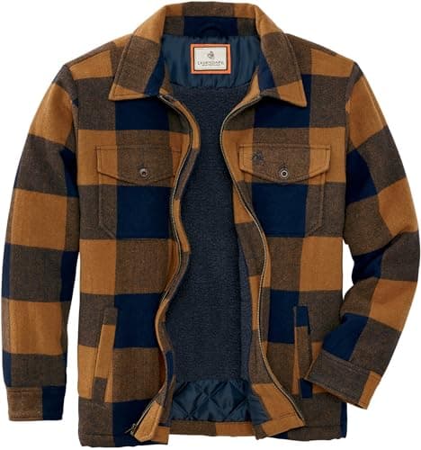Legendary Whitetails Mens Wool Blend Jacket Insulated Berber Lined Coat, Golden Night Plaid, SML
