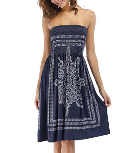 Zyyfly Strapless Dress for Women Beach Swimsuit Cover ups for Women Summer Tube Dress XL Navy
