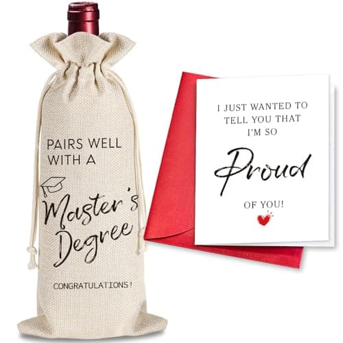 YAANUNULU Master's Degree Gifts, Funny Graduation Wine Bag Gifts for Him Her, College Graduation Party Supplies, Class of 2026, GRAD 2026, 1 Wine Bag With 1 Congratulations Card