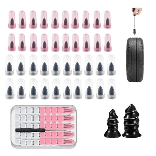 40 Pcs Tire Repair Rubber Nails Kit,Vacuum Tire Repair Kits Spiral Rubber Nails, Tire Screw Plug Fast Tool Self Service Tire Repair Nail for car, Motorcycle, Truck, Tractor Tire Puncture Repair
