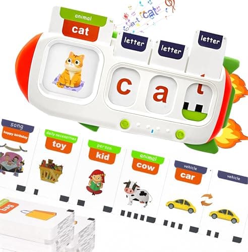 CVC Word Spelling Game for Kids Ages 3-7, Talking Flash Cards with Alphabet Card Reader, 107 Sight Words, Letter Matching and Spell-Check Practice, Preschool Kindergarten Learning Toy Gift