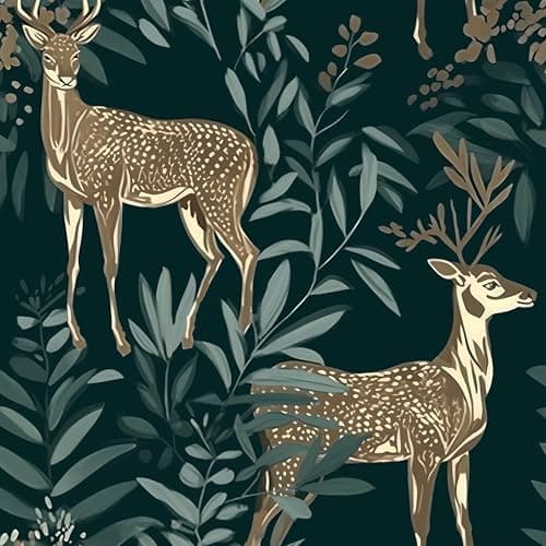 HENNOR Animal Vintage Green Leaf Peel and Stick Wallpaper 17.5” x 118”