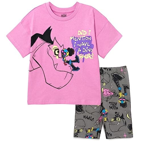 Marvel Moon Girl and Devil Dinosaur Big Girls Oversized T-Shirt and Shorts Outfit Set Purple/Black 10-12