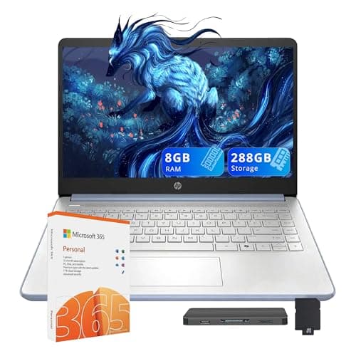 HP Stream 14" HD Laptop, Intel Processor N150, 8GB RAM, 288GB Storage (128GB UFS+160GB Docking Station Set), Intel Graphics, 1 Year Office 365, Copilot, Wi-Fi 6, Win 11, Sky Blue