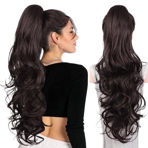 Claw Clip Ponytail Extension, 26 Inch Long Wavy Ponytail Extension