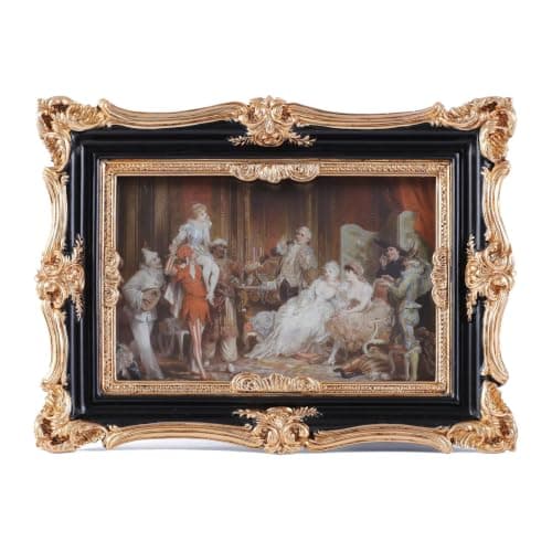 S GMOMENT Vintage Picture Frames 5x7 Ornate Antique Black and Gold Picture Frames Vintage Wall Decor Victorian Home Decor with Glass Cover for Wall Mount and Tabletop Display