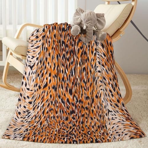 Abucaky Leopard Tiger Print Fleece Throw Blanket Ultra Soft Cozy Cheetah Pattern Decorative Flannel Blanket for Home Bed Couch Chair Travel 40x30in