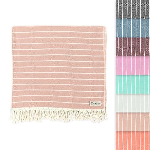 Sand Cloud Turkish Beach Towel - Sand Resistant - 100% Certified Organic Turkish Towel - Quick Dry Towel for Beach, Picnic, Blanket or Bath Towel - As Seen on Shark Tank - Gocek (Beige)