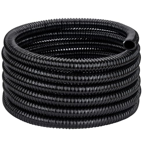 ZY-hosetube Pond Tubing ID 1" × 20ft Black Corrugated Flexible Pump Hose