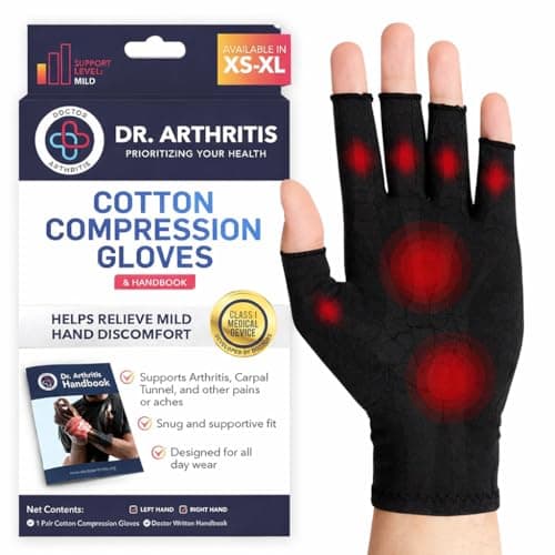 Doctor Developed Compression Gloves for Women and Men, Open-Finger Arthritis Gloves, Typing Gloves, Arthritis & Carpal Tunnel, 1 Pair (Black, S)
