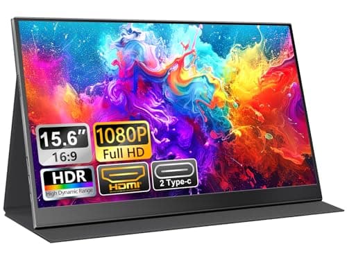 UFYQL 15.6 Inch Portable Monitor 1080P 60Hz FHD IPS Display with Case USB-C & HDMI, Ultra-Slim Travel & Gaming Monitor for Laptop MacBook Phone Xbox PS4/5 Switch