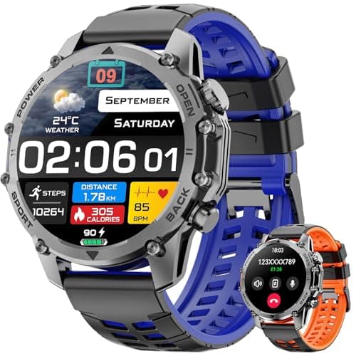 Hwagol Smart Watches for Men (Call/Notification),1.52''HD Military Smart Watch with Heart Rate/Sleep Monitor/Pedometer for Android and iOS,DIY Design Fitness Tracker