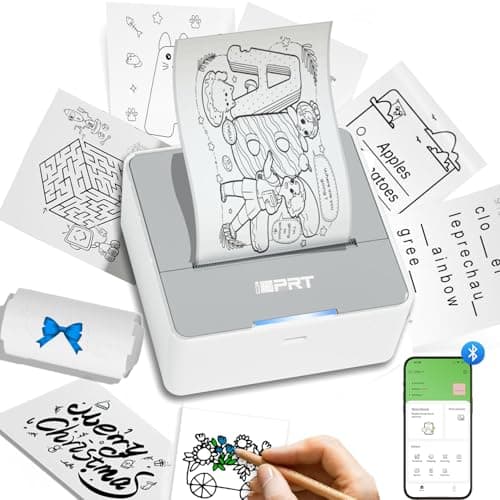 S2 Sticker Printer, PrintPods Mini Printer, Bluetooth Portable Sticker Maker with 1 Roll Paper, Print Pod Inkless Thermal Printers for iPhone, Impresora Portátil for Notes, Journal, DIY, Kids Gift