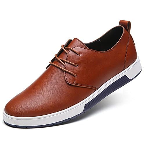 ZZHAP Men's Casual Oxford Shoes Breathable Flat Fashion Sneakers 02Brown US 9.5