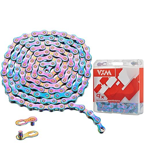 9 Speed Bike Chain Rainbow Chain for Bike 1/2" x11/128 116 Links Lightweight Bicycle Chain，Bike Chains MTN BTX MTB Mountain Bike Road Bicycle Chain