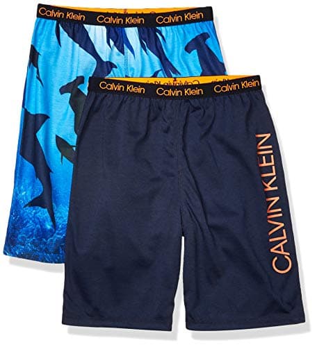 Calvin Klein Kids Boys' Lounge Pajama Shorts 2-Pack, Sharks/Black, X-Small