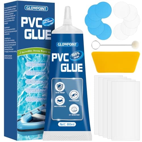 GLOWPOINT Air Mattress Repair Kit, Waterproof & UV Resistant Inflatable Patch Repair Kit, 80ml Transparent PVC Glue for Air Beds, Hot Tubs, Inflatable Boats, Snow Tubes, Vinyl Products