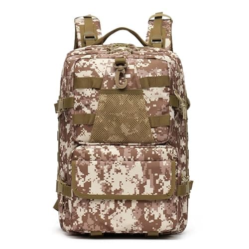 aiGear 50L Tactical Backpack, MOLLE Hiking Rucksack, Khaki Camo